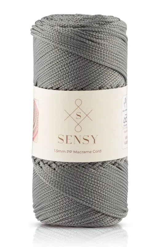 1. 5 Mm - 100 gr Polyester Makrame Ipi Kulrang 150 M Polyester Makrame Ip Supla Ip Va Çanta Ipliği-Kulrang - SENSY