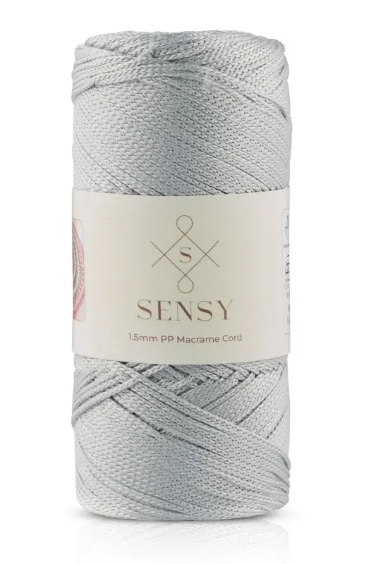1.5 Mm - 100 gr Polyester Makrome Ipi Açık Gri 150 M Polyester Makrome Ip Supla Ip Ve Çanta Ipliği - Açık Gri - 1