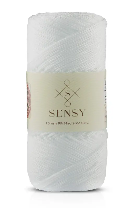 1.5 Mm - 100 gr Polyester Makrome Ipi Beyaz 150 M Polyester Makrome Ip Supla Ip Ve Çanta Ipliği - Beyaz - SENSY