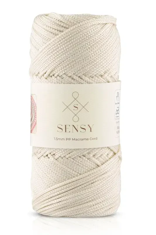 1. 5 Mm - 100 gr Polyester Makrome Ipi Ekru 150 M Polyester Makrome Ip Supla Ip Ve Çanta Ipliği-Ekru - SENSY