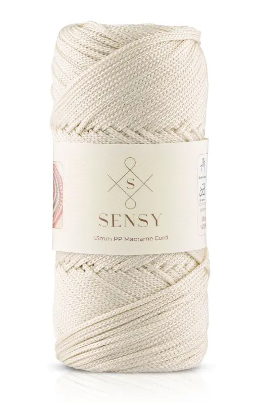 1. 5 Mm - 100 gr Polyester Makrome Ipi Ekru 150 M Polyester Makrome Ip Supla Ip Ve Çanta Ipliği-Ekru - 1