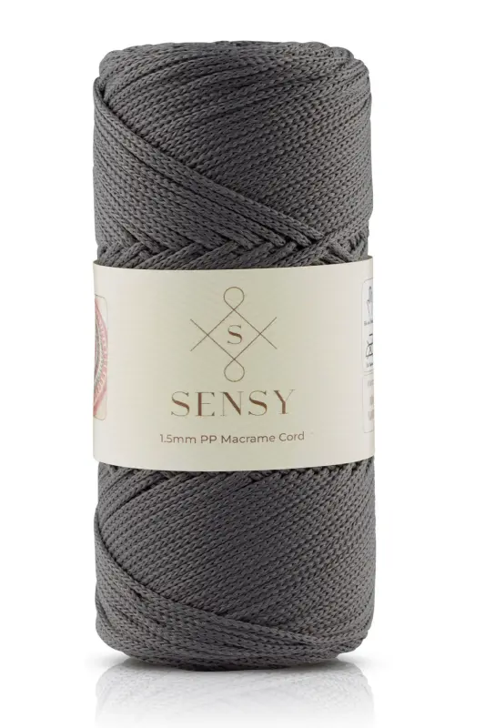 1.5 Mm - 100 gr Polyester Makrome Ipi Koyu Gri 150 M Polyester Makrome Ip Supla Ip Ve Çanta Ipliği-Koyu Gri - 1