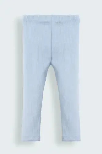 1-5 Yaş Mavi Doğal Pamuklu Çocuk Taytı-Mavi - 2