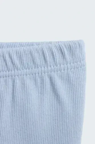 1-5 Yaş Mavi Doğal Pamuklu Çocuk Taytı-Mavi - 3