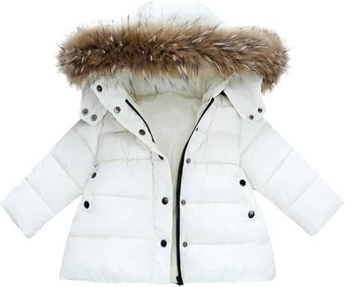 1-6 Years Baby Toddler Girls Winter Jacket Coat Fur Hooded Warm Clothes Kids Fashion Puffer Jacket Parka Outerwear - 1