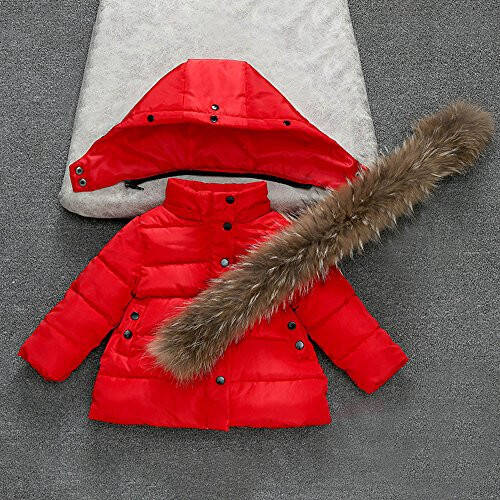 1-6 Years Baby Toddler Girls Winter Jacket Coat Fur Hooded Warm Clothes Kids Fashion Puffer Jacket Parka Outerwear - 6