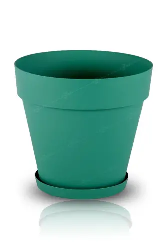 1. 7 Litre Ø16x14,5cm Mat Yeşil Renk Tabaklı Izgaralı Dekoratif Plastik Saksı Yalı No2-1.7Lt Yeşil - TOXA (1)