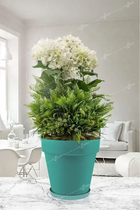 1. 7 Litre Ø16x14,5cm Mat Yeşil Renk Tabaklı Izgaralı Dekoratif Plastik Saksı Yalı No2-1.7Lt Yeşil - TOXA