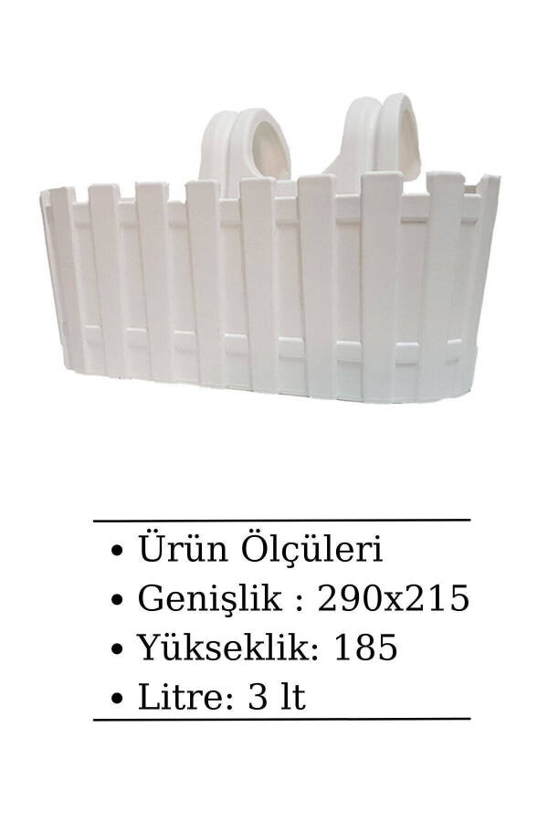 1 Adet Akasya Balkon Saksı Kolay Askı Beyaz 30 Cm 3 Lt Denge Aparatlı - 1