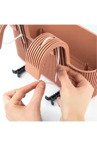 1 Adet Pera Askılı Saksı 3,2 Litre 29cm Plastik Bahçe Balkon Çit Küpeşte Çiçek Saksısı-SİYAH - 5