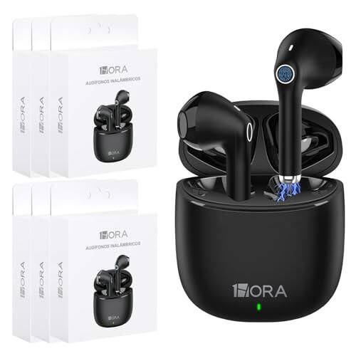 1 Hora 6 Packs Wireless Earbuds Bluetooth 5.3, Sports Headphones Deep Bass in-Ear Earphones, Premium Sound with Charging Case, Compatible with iPhone, Android Smartphone, Tablet, Laptop - 1