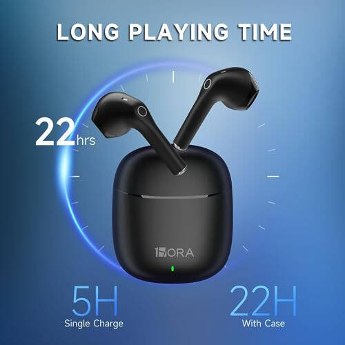 1 Hora 6 ta to'plam simsiz quloqchinlar Bluetooth 5.3, sport quloqchinlar chuqur basli quloq ichiga taqiladigan quloqchinlar, zaryadlovchi quti bilan premium ovoz, iPhone, Android smartfoni, planshet, noutbuk bilan mos keladi - 2