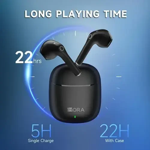 1 Hora 6 ta to'plam simsiz quloqchinlar Bluetooth 5.3, sport quloqchinlar chuqur basli quloq ichiga taqiladigan quloqchinlar, zaryadlovchi quti bilan premium ovoz, iPhone, Android smartfoni, planshet, noutbuk bilan mos keladi - 4