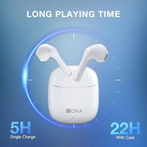 1 Hora Wireless Earbuds Bluetooth 5.3 Headphones Deep Bass in-Ear Earphones Premium Sound with Mic Charging Case for iPhone, Tablet, Android Smartphone Laptop Sports - 2