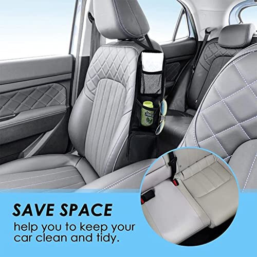 1 Pcs Auto Seat Side Organizer, 1pcs Car Seat Storage Hanging Bag Car Interior Seat Side Storage Organizer Mesh Bag Hanging Organization Fit for all cars - 2