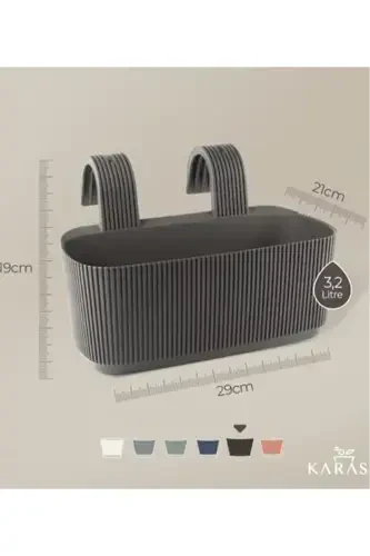 1 Pera Hanging Planter 3.2 Liters 29cm Plastic Garden Balcony Fence Railing Flower Pot-BLACK - 4