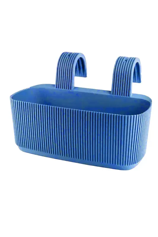 1 Pera Hanging Pot 3.2 Liters 29cm Plastic Garden Balcony Fence Railing Flower Pot-BLUE - 3