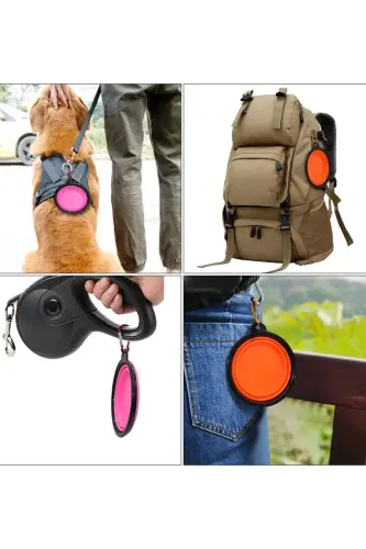 1 Piece Portable Silicone Foldable Pet Cat Dog Practical Food and Water Bowl with Hanging Accessory - 1