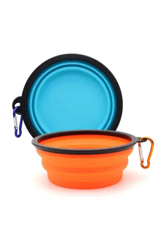 1 Piece Portable Silicone Foldable Pet Cat Dog Practical Food and Water Bowl with Hanging Accessory - 4