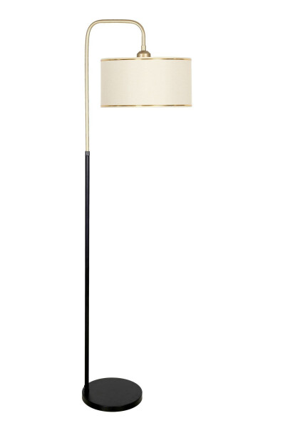 1 Potenza Eskitma Detaliga Lampa - Oltin Chiziqli Krem Bej E27 Metall 151-200 Yolg'iz Oyoqli 