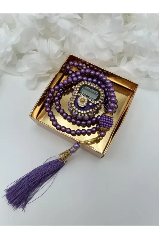 1 шт. Фиолетовый подарочный сувенирный набор четок и зикраматик в коробке (Мевлит-суннет-хадж-умра)-ФИОЛЕТОВЫЙ - 1