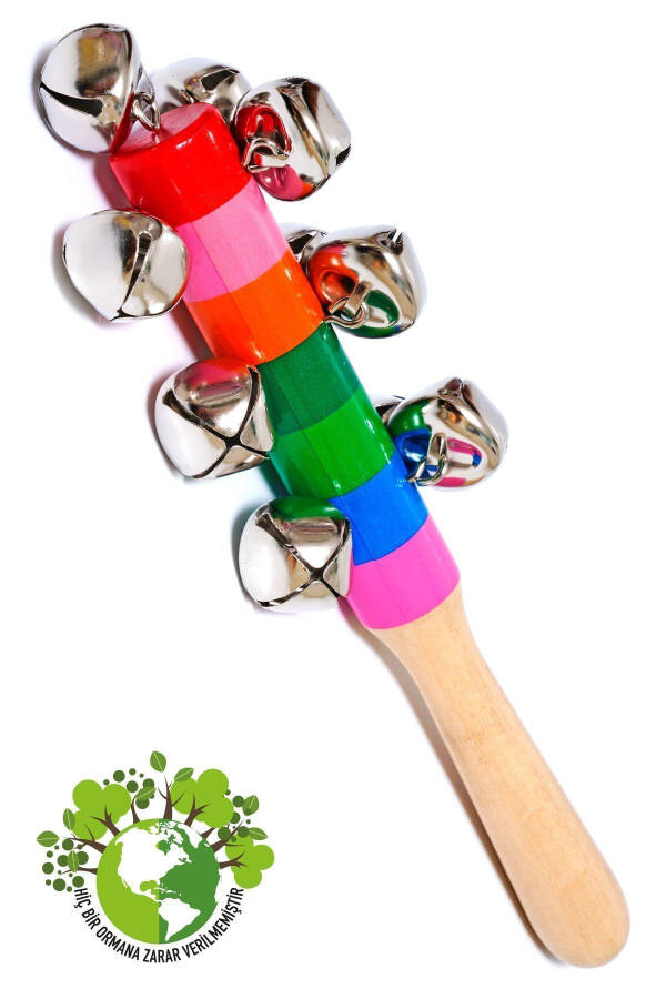 1 Wooden Bell Rattle with Jingle Bells - 50