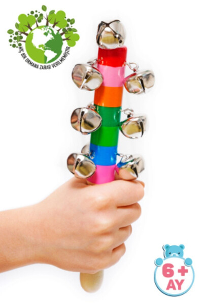 1 Wooden Bell Rattle with Jingle Bells - 51