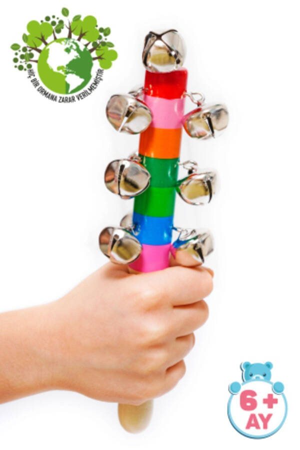 1 Wooden Bell Rattle with Jingle Bells - 51