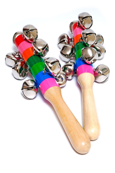 1 Wooden Bell Rattle with Jingle Bells - 56