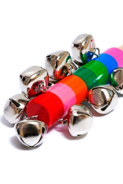 1 Wooden Bell Rattle with Jingle Bells - 40