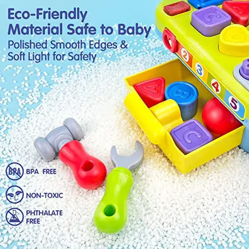 SunnyPal Toys for 1 Year Old Boy Birthday Gift, 9 in 1 Multifunction Music Workbench Learning Toy for Toddlers 1-3, Baby Toys 12-18 Months with Early Educational Sound Shape, Easter Basket Stuffers - 5