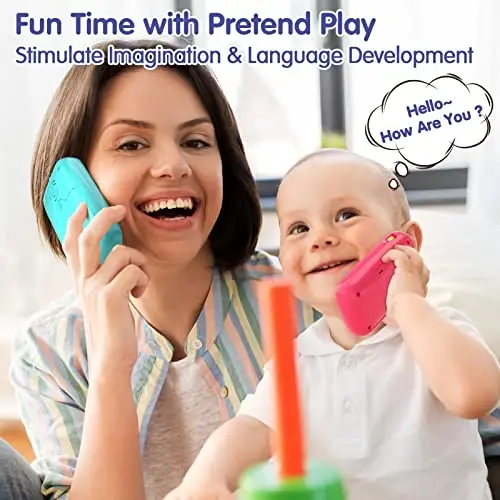 Toys for 1 Year Old Boy, 15 Functions Phone Baby Toys 6-12 Months, Baby Cell Phone 12-18 Months, Learning Toys for Toddlers 1-3, Easter Basket Stuffers - Cyan - 4