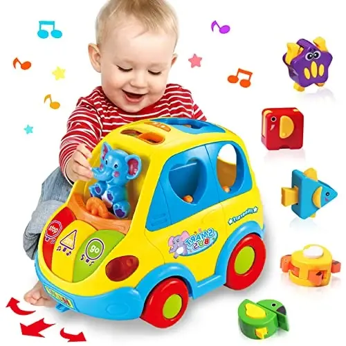 Baby Toys for 1 Year Old Boy Girl Gift Musical Bus Baby Toys 12-18 Months Toddler Early Learning Montessori Toy for 1 2 3 Year Old Boy with Music/Light/Smart Shapes Christmas Birthday Gifts - 1