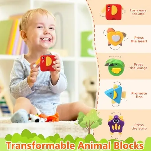 Baby Toys for 1 Year Old Boy Girl Gift Musical Bus Baby Toys 12-18 Months Toddler Early Learning Montessori Toy for 1 2 3 Year Old Boy with Music/Light/Smart Shapes Christmas Birthday Gifts - 5