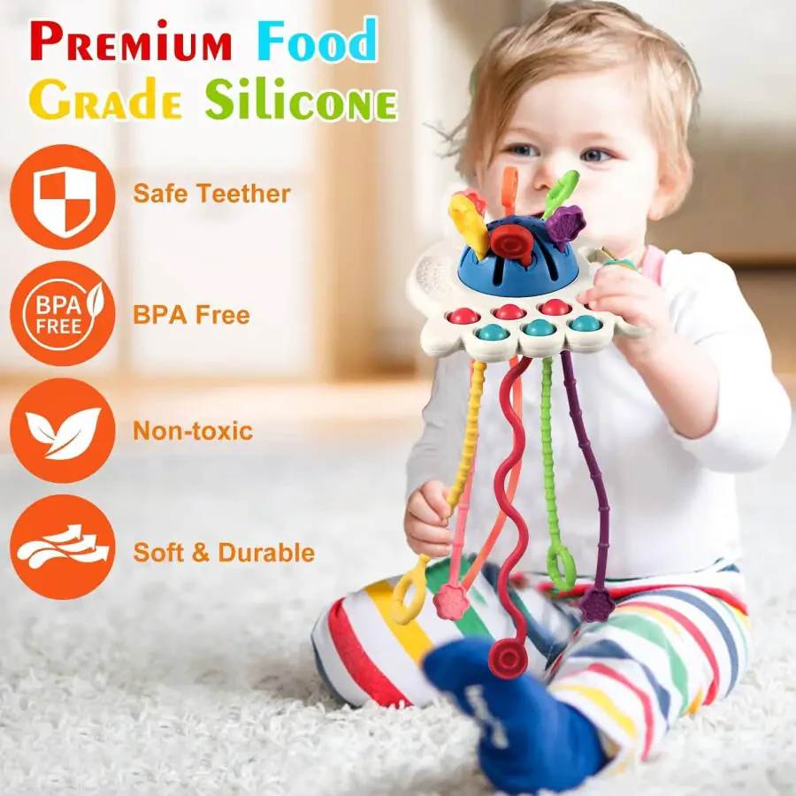 Montessori Sensory Toys for 1 Year Old, Pull String Teething Toys for Baby 6-12 Months - 2