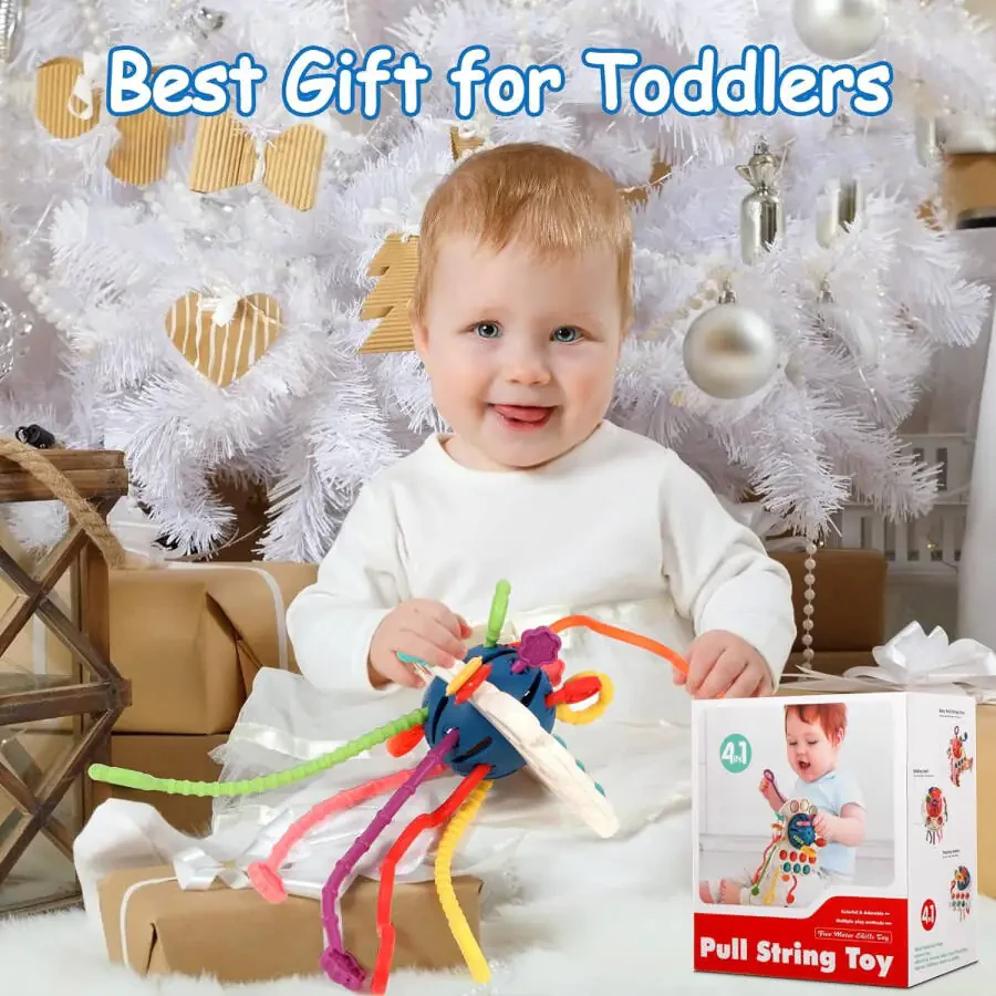 Montessori Sensory Toys for 1 Year Old, Pull String Teething Toys for Baby 6-12 Months - 7