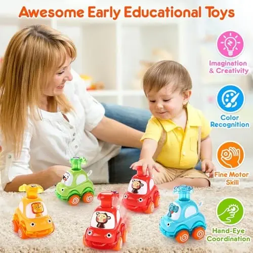 Cars Toys for 1 Year Old Boy Birthday Gift: Press and Go Toys Cars for Toddlers 1-3 Baby Toys 12-18 Months Toddler Toys Age 1-2 One Year Old Boy Toys First Birthday Gifts for 1-3 Year Old Boys Girls - 4