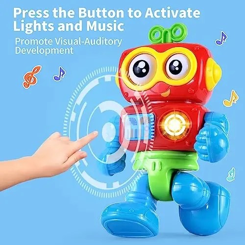 Yerloa Toddler Robot Toys for 1 Year Old Boy Christmas Stocking Stuffers, One Year Old Birthday Gift, Baby Boy Toys 12-18 Months Music Light Up 12M Travel Interactive Learning Kids Toy 2 Year Old - 3