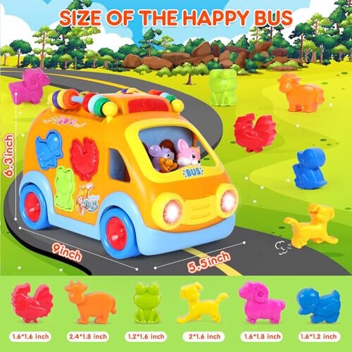 Toy Cars for 1 Year Old Boy Gifts Baby Toys 12-18 Months, Musical Learning Toys for Toddlers 1-3, Educational Baby Bus with Animal Blocks, Christmas Birthday Gift for 1 2 3 4 Year Old Boys Girls Kids - 6