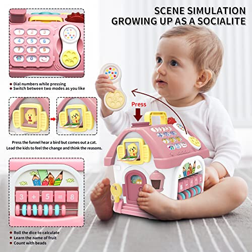Ming You Montessori Toys for 18M+ Girl Gifts - 8-in-1 Musical Learning House Baby Toy, Toddler Toys Age 18M+ Girls Educational Birthday Gifts - MING