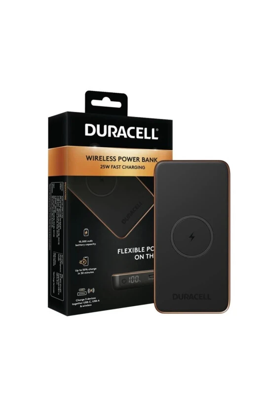 10 000 мАч Беспроводный Powerbank Core10 PD 25W ( USB-A, USB-C ) - Черный - DURACELL