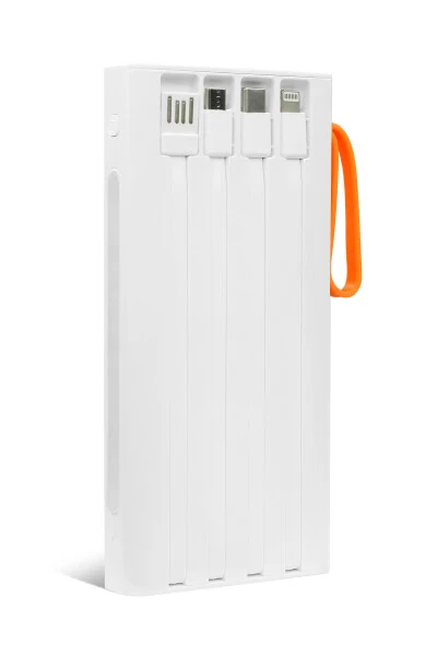 10 000 mAh, 22,5W tez zaryadlash, o‘rnatilgan simli LED chiroq, haqiqiy 10 000 mAh QC10 oq powerbank - 4