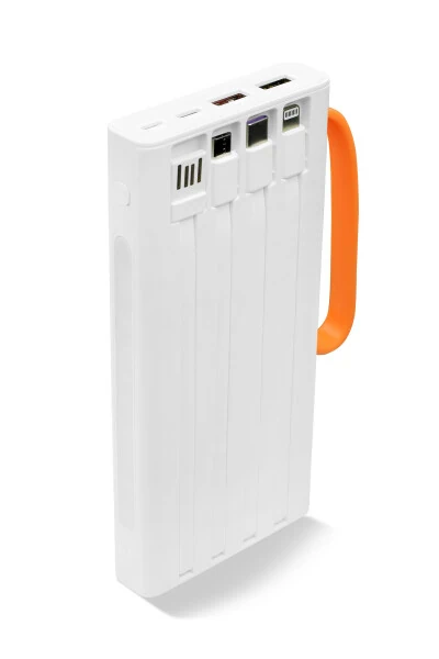 10 000 mAh, 22,5W tez zaryadlash, o‘rnatilgan simli LED chiroq, haqiqiy 10 000 mAh QC10 oq powerbank - 5