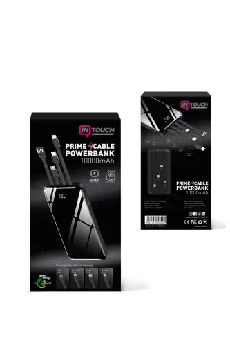 10 000 Mah Prime Raqamli Displeyli Ichki Ko'p Kabelli Powerbank, qora, ko'chma Zaryadlovchi Qurilma - 8