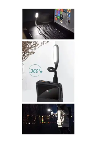 10 000 Mah Prime Raqamli Displeyli Ichki Ko'p Kabelli Powerbank, qora, ko'chma Zaryadlovchi Qurilma - 3