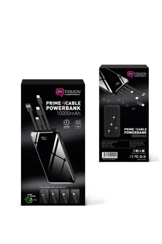 10 000 Mah Prime Raqamli Displeyli Ichki Ko'p Kabelli Powerbank, qora, ko'chma Zaryadlovchi Qurilma - 17