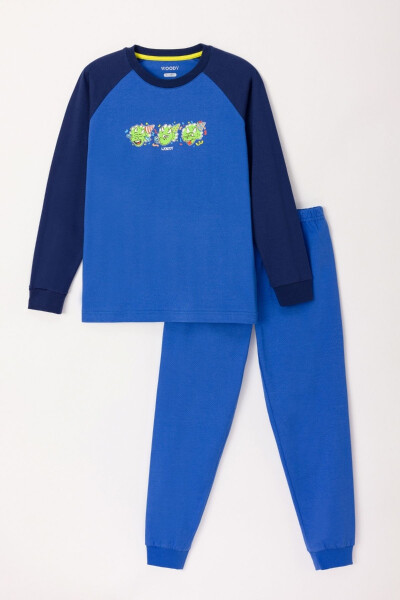 10-16 Yaş Erkek Çocuk Pijama-Plk - 875-Mavi - 19