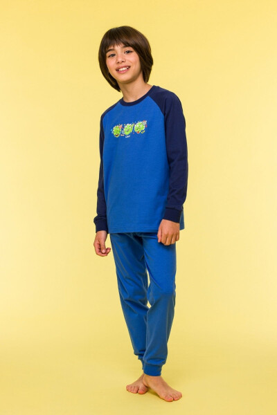 10-16 Yaş Erkek Çocuk Pijama-Plk - 875-Mavi - 1