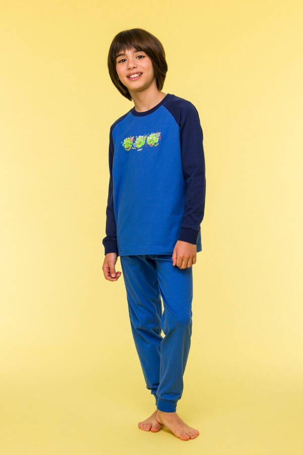 10-16 Yaş Erkek Çocuk Pijama-Plk - 875-Mavi - 1