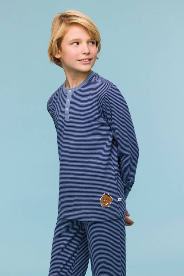 10-16 Years Boys Pajama-Pld - 904-Striped Blue - 19